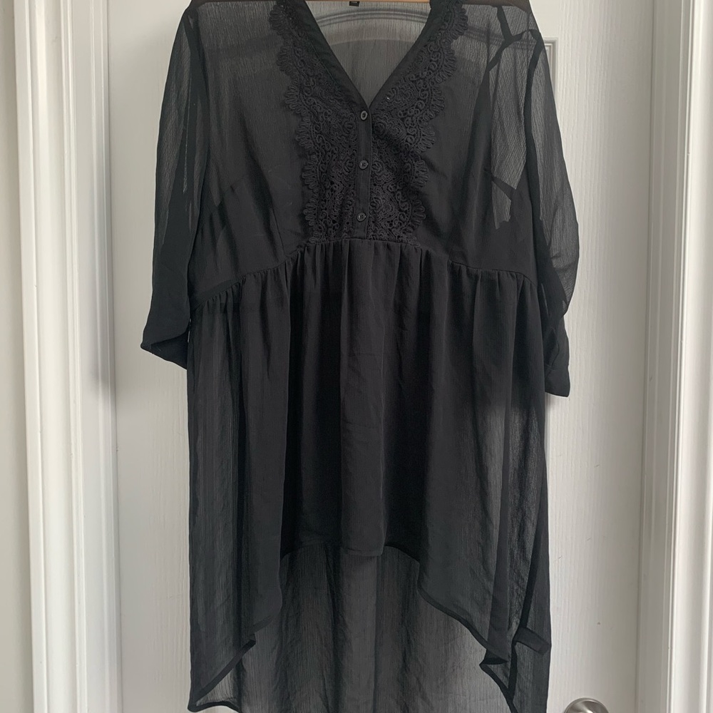torrid Black High-Low Sheer Tunic Dress